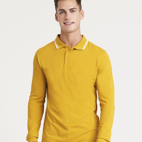 AWDis Long Sleeve Tipped 100 Polo Shirt Thumbnail